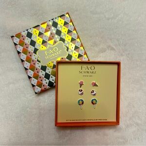 FAO Schwarz Sterling Silver Earrings with Pink and Blue Crystals